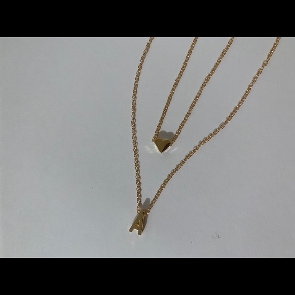 Womens Gold Letter A Pendant Chain Necklace - Picture 2 of 2